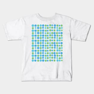 Blue Green Circles Modern Decorative Abstract Mosaic Dots Pattern Night Kids T-Shirt